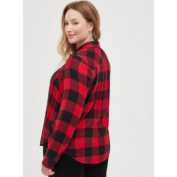 Torrid Flannel Red Checkerboard Buttondown Brushed Rayon shirt size 1X - Picture 10 of 10
